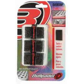 BLISTER 3 OVERGRIPS BULLPADEL NEGRO MICROPERFORADO
